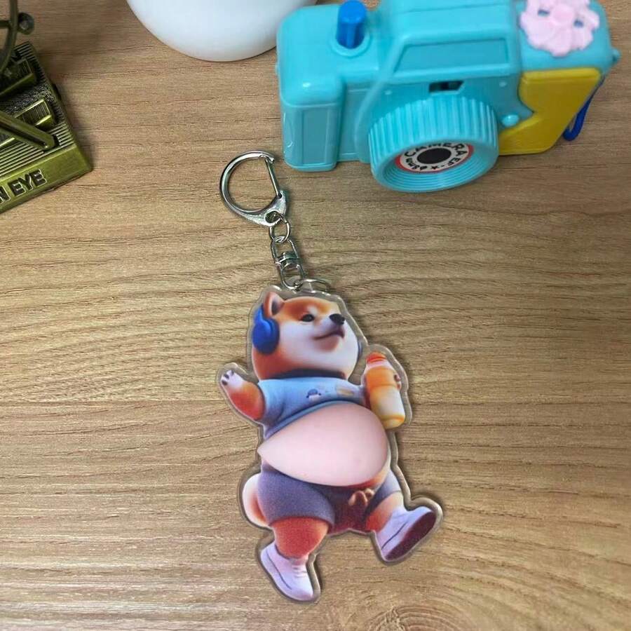 1pc 3D Corgi Keychain, Multifunctional Decorative Hanging Hook, Funny Gag Toy - Baby Blue - View 1