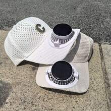 New Solar Powered Cooling Fan Hat, Longer Brim, Mesh Breathable, Sun Protection, Unisex Design - C - View 5