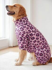 狗狗夏季防掉毛睡衣 - 透气高弹全包覆宠物连体衣，夏季防舔舐防虫连体衣，适合中大型犬，全身印花狗狗服装 - 可爱梅花图案 - 彩色 - 查看 6