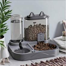 2-In-1 Large Capacity Automatic Cat Feeder And Water Dispenser - Dry And Wet Separation, Durable Plastic, Transparent Design, Perfect For Indoor Pet Drinking And Healthy Feeding, No Battery Required - Portable, Suitable For Cats And Dogs - Water Tank 400ML * Grain Bin 700ML - View 2