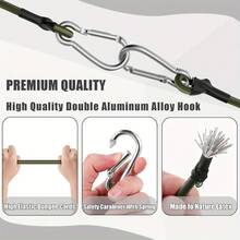 Set Of Two Sturdy Green Elastic Rope Hooks, 12 Inches Long, Flexible And Durable, With Metal Carabiner, Can Hold Up To 122.0 Pounds Or Less, Multi-Functional Fixing Solution, Strong Hook Design, Reliable - Metal Elastic Rope - View 5
