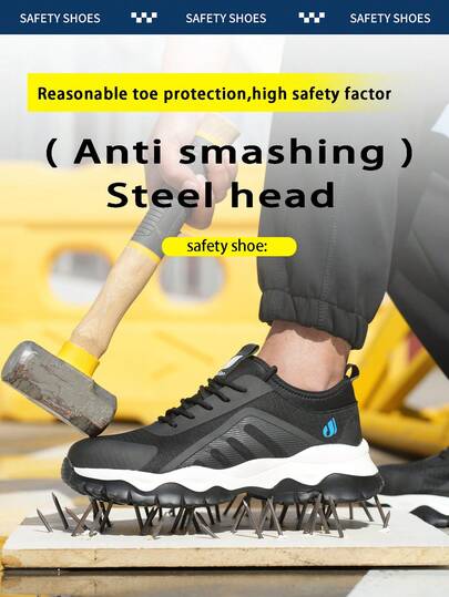 Giày bảo hộ mũi thép unisex, chống trượt, chống đâm xuyên, giảm sốc, trọng lượng nhẹ, phù hợp cho công trường xây dựng, nhà kho, bảo trì hàng ngày, làm vườn và các dịp khác, có nhiều kích cỡ, giày cài nút xoay unisex có đệm khí, giày bảo hộ mũi thép, chống va đập và chống đâm xuyên, nhẹ và thoáng khí, giày bảo hộ công nghiệp, giày bảo hộ lao động thường ngày, phù hợp cho mọi mùa.