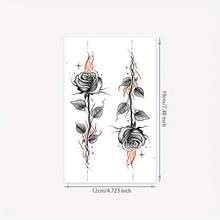 1pc High-End Chic Ins-Style Dark Goth Rose Flower Temporary Tattoo, Lasts 1-3 Days - Black - View 5