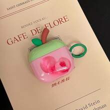 3D Leaf Pink Peach + Circular Ring Earphone Case Compatible With Apple Pro3/Pro2/AirPods4/AirPods3/AirPods2, Fashion Women Earphone Case, Minimalist Earphone Case, Apple Earphone Case, Apple Earphone Cover - Pink - View 5