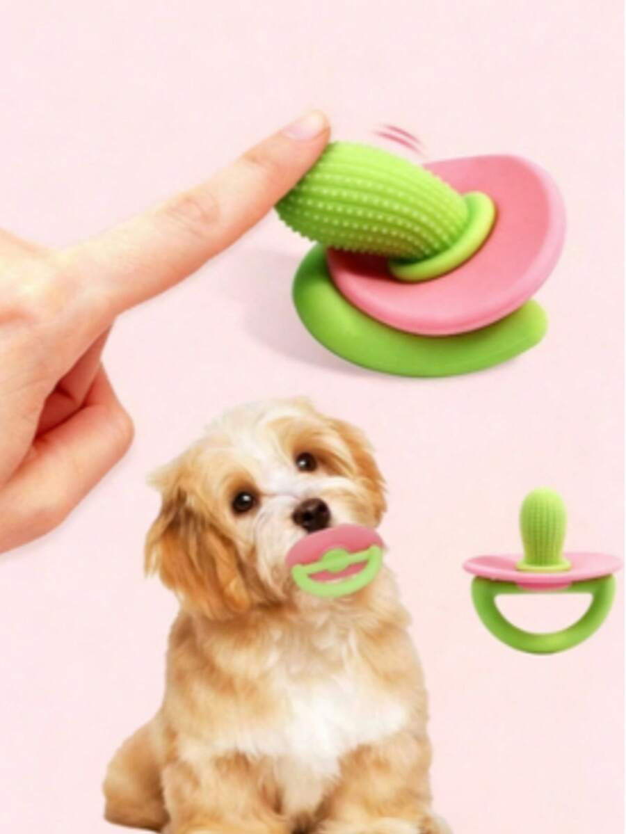 1个宠物柔软舒缓安抚奶嘴，仙人掌磨牙玩具，猫爪安抚奶嘴盒，幼犬幼猫磨牙玩具，可水洗，缓解出牙不适 - 彩色 - 查看 1