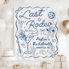 1pc Custom Last Rodeo Bachelorette Tapestry, Nashville Bach Tapestry, Cowgirl Bachelorette Backdrop, Last Ride Party Sign, Custom Disco Party Decor - trắng - Xem 2