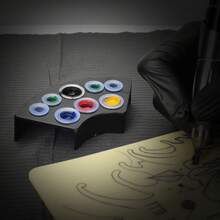 1pc Plastic Tattoo Ink Cup Holder (7 Holes) And 100pcs/Pack Silicone Tattoo Ink Cups (Makeup Accessories, Skin Tattoo Cup Lids) - Blue - View 6