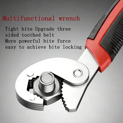 1pc Adjustable Wrench, Large Capacity Wrench Tool, Universal Adjustable Multifunctional Wrench, Multifunctional Double-Ended Pipe Wrench And Adjustable Pliers, Made Of Durable Metal, Suitable For Basic Repair And Home Maintenance