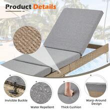 HOMREST Outdoor Chaise Lounge Chair, Rattan Pool Sunbathing Recliner With Adjustable Backrest, Patio Wicker Lounge Chairs With Removable Cushion (Grey) - Gray - View 5