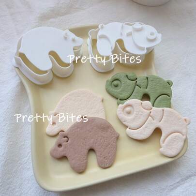 Bộ khuôn cắt bánh quy hình cốc treo, hình động vật gấu trúc, cốc bánh quy, khuôn cắt bánh quy trang trí tiệc trà chiều và món tráng miệng.