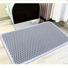 Alfombra para arena de gato de 29" X 21" de doble capa - Alfombra impermeable a prueba de orina para atrapar la arena de gato, diseño de panal para evitar el esparcimiento, fácil de limpiar y antideslizante - Gris - Ver 3