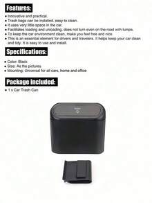 Car Trash Can With Lid, Universal Mini Leak-Proof Garbage Can, Suitable For Car Doors, Front And Rear Seats, Waterproof Tabletop, Applicable To Car, Office, Bedroom, Home, Unisex, Car Interior Storage And Organization, Essential Car Accessory. - Multicolor - View 4