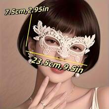 White Mask - Decorative Mask - Party Ball Pure Look Veil - Facial Decorative Eye Mask - Hand-Woven, Soft And Comfortable - trắng - Xem 5