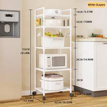 1 buah Rak Penyimpanan Dapur, Rak Panci Oven Microwave Bertingkat Berdiri di Lantai, Rak Penyimpanan Rumah Multifungsi dengan Roda, Rak Kamar Mandi - MultiWarna - View 19