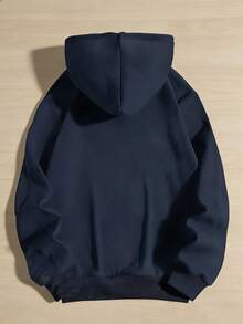 [Cotton Blend Hoodie] Vintage North Carolina Hooded Sweatshirt, Cozy Fall & Winter Style Long Sleeve Top, Retro Sportwear, Casual Shirt-Unisex Women & Men's Daily WearUnisex Casual-Shirts - 藏蓝色 - 查看 2