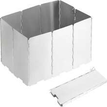 8片/10片/12片/14片/16片装挡风板，露营炉挡风板，隔热挡风板，不锈钢可折叠户外挡风板，带束口袋 - 銀色 - 查看 13