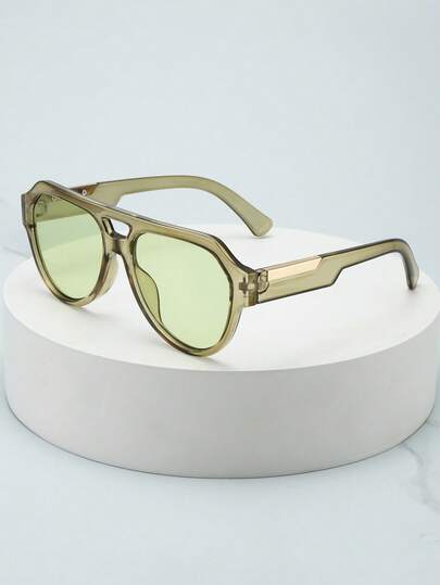 1pc Men's Retro Double-Bridge Frame High-Quality Minimalist Stylish , Suitable For Travel, Vacation, Party, Beach Decoration