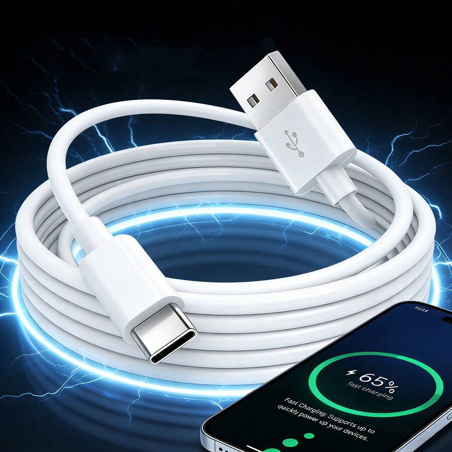 USB A To USB C Fast Charging Cable,[3.3ft/6.6ft/9.9ft] Long USB Type C Smartphone Charger Data Cable,USB C Data Sync Cable Compatible With Samsung Galaxy S25/S24/S23/S22/S21/S20,Mobile Phone Charge Cable Compatible With IPhone 17/16/15 Series - Multicolor - View 1