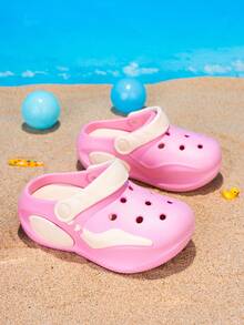 儿童时尚透气休闲耐穿破洞鞋，儿童沙滩凉鞋，儿童凉鞋 - 粉色 - 查看 1