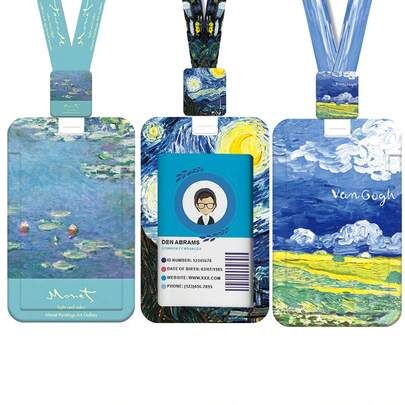1pc (Lanyard + Card Holder) Starry Night Retractable Badge Holder Lanyard, Fun Office Neck Strap, ID Card Protector Case For Women, Teachers, Nurses, Office Workers, Anti-Lost Card Holder, Suitable For Employees, Medical Workers, Teachers, Students, Truck Drivers, Nurse's Day Office Supplies Gift