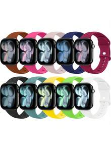 10条装柔软硅胶运动表带，兼容 38mm、40mm、41mm、42mm、44mm、45mm、46mm、49mm，适用于 Series 10、SE、9、8、7、6、5、4、3、Ultra，时尚健身必备礼品套装 - 多色7 - 查看 10