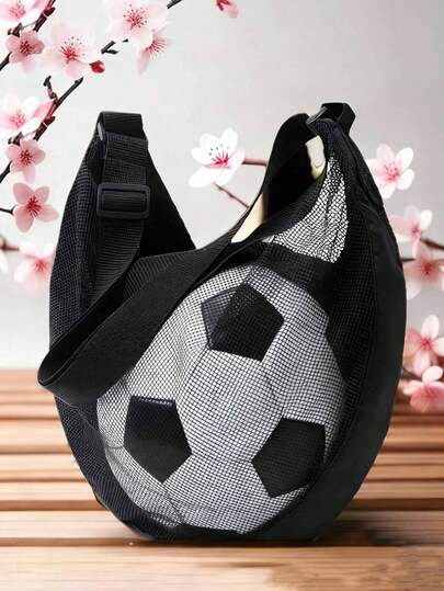 1pc Sports Ball Storage Bag - Built-In Phone Pouch, High-Quality Oxford Cloth, Machine Washable, Gray/Blue/Black, Suitable For Sports And Daily Use