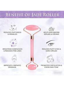 2件套简约多色心形刮痧板及双头按摩滚轮套装，天然石材材质，面部按摩，消肿，舒缓滋养肌肤，适合居家/沙龙/旅行使用，情人节/母亲节/新年护肤必备 - 多色 - 查看 8