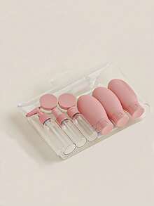 Travel Refillable Spray Lotion Shampoo Shower Gel Empty Bottles Cosmetic Container Portable Refillable Liquid Tool Set - 粉色 - 查看 8