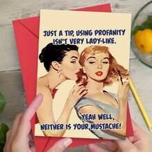1 Pc Humorous Card Featuring This Isn T Very Ladylike Humor But Neither Is Your Beard Unique Vintage Gift For Her Suitable For Any Occasion Vintage Style Includes Envelope Ideal For Sending To Loved Ones As A Heartfelt Blessing For Birthday Weddings Invitations Back To School Season Holidays - Red - View 7