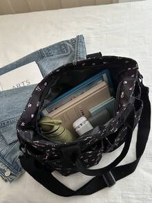 Bolso de hombro tipo tote de gran capacidad y bolsillosúltiples, de estilo minimalista y moderno, adecuado para la escuela, el trabajo y los viajes, se puede usar como bandolera - Negro 2 - Ver 8