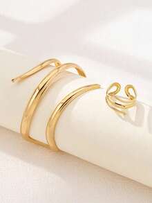 Bộ 1 vòng tay vàng họa tiết hình học và 1 nhẫn vàng dày họa tiết hình học, phong cách retro Âu Mỹ. Bộ trang sức vòng tay và nhẫn vàng dày họa tiết hình học, thời trang và bền bỉ, phù hợp cho phụ nữ đeo hàng ngày, các lễ hội, các buổi gặp gỡ xã hội, quà tặng cho các cặp đôi. - Vàng - Xem 5