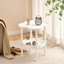 1pc Dual-Layer Sturdy Plastic Side Table, Modern Minimalist Solid Color Cloud-Shaped With Anti-Slip Edge, Storage Nightstand/Coffee Table Suitable For Living Room Bedroom Sofa - Multicolor - View 11