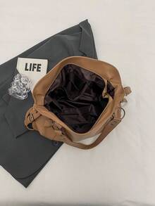 Nova Chegada Bolsa Tote Casual Minimalista de Grande Capacidade - Caqui - Visão 4