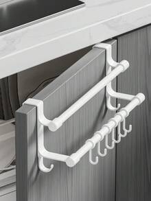 1pc Over-The-Door Towel Rack: Easy To Install, Great For Hanging Towels, Spoons And Utensils. Practical Hook-Style Storage Rack, Designed For Cabinet Doors, Perfect For Keeping Kitchen And Bathroom Organized And Tidy. - Multicolor - View 10