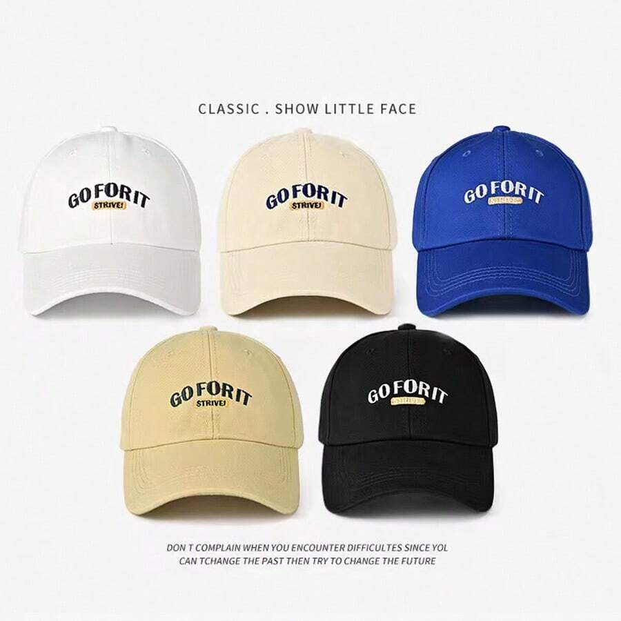 1顶男女通用字母刺绣棒球帽，情侣街头时尚休闲后扣帽，夏季遮阳帽 - 彩色 - 查看 1