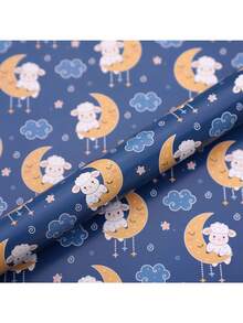 1pc Navy Blue Cartoon Lamb, Moon & Star Pattern Gift Wrapping Paper, Suitable For Eid Al-Adha, Birthday, Full Moon Celebration Gifts, Cute Ins Style Packaging Paper - Multiple Styles - View 2
