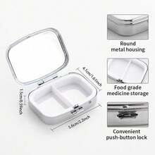 1PC Blue Butterfly Theme Pattern Metal Medicine Box - 2 Grid Portable Drug Storage Box,  Vitamin Organizer, Travel Or Handbag Decorative Gift, Lightweight Design, Special For Daily Medication - Kiểu dáng a - Xem 6