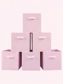 6pcs/3pcs/1pc Pink Foldable Storage Boxes Without Lids, Wardrobe Organizer Bins, Multi-Purpose Storage Containers - Pink - View 13
