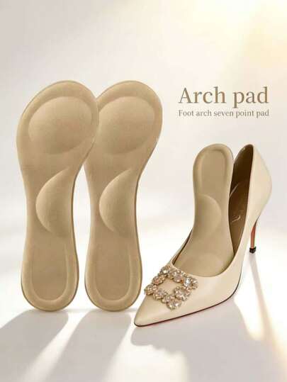 QKC 1双柔软海绵吸汗防滑3/4鞋垫，适用于高跟鞋和凉鞋，自粘式防摩擦鞋垫