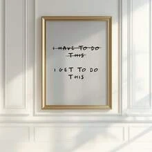 1pc Frameless "I Get To Do This" Print, Inspirational Fitness Quote Gym Wall Decor, Positive Grey-Black Typography Art, Retro Funky Vintage Chic Poster For Living Room, Dorm - Font - View 3