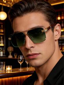 一副男士金红色飞行员太阳镜，金属材质，UV400 防晒，轻奢商务风格，适合商务场合 - 彩色 - 查看 8