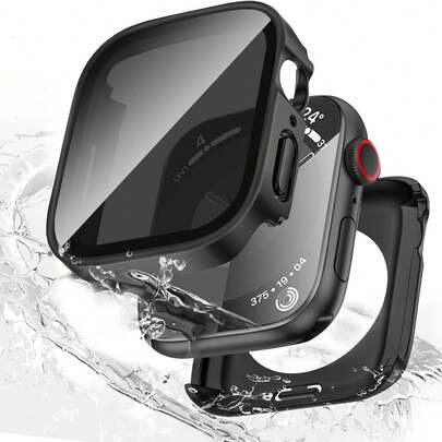 Ốp bảo vệ chống nước 2 trong 1 tích hợp miếng dán màn hình, tương thích với Apple Watch Ultra/SE/Series 11-1, 38/40/41/42/44/45/46mm, vỏ bảo vệ toàn thân bằng nhựa PC cứng cáp kèm miếng dán màn hình cường lực.
