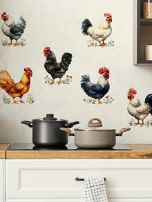 1 pieza Adhesivo de pared con estilo de granja de pollo, pato y huevo, autoadhesivo, adecuado para decorar la cocina, el refrigerador y el comedor. Estos gráficos 2D removibles miden 40 x 60 cm o 15.7 x 23.6 pulgadas. - A - Ver 4