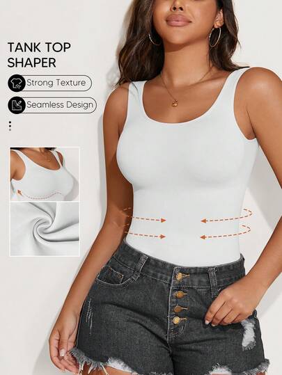 1 stuk mouwloze tanktop voor dames, afslankend en vormgevend, ademend en zacht, shapewear, essentieel voor uitjes, Y2K-stijl