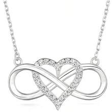Collar con colgante de corazón infinito para mujer, incrustado con circonita cúbica - Adecuado para uso diario y como regalo - collar en forma de corazón - Ver 7