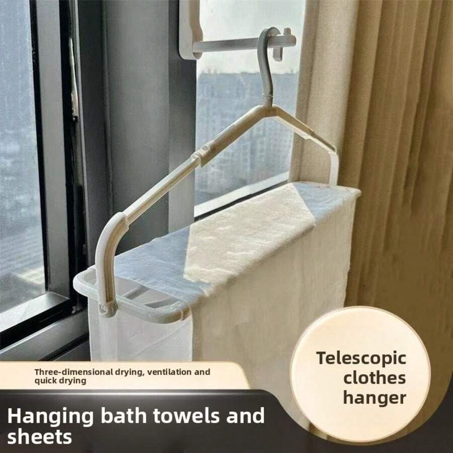 可伸缩多功能晾衣绳，无缝防滑晾衣架，适用于悬挂床上用品 - Clothes dry faster - 查看 1
