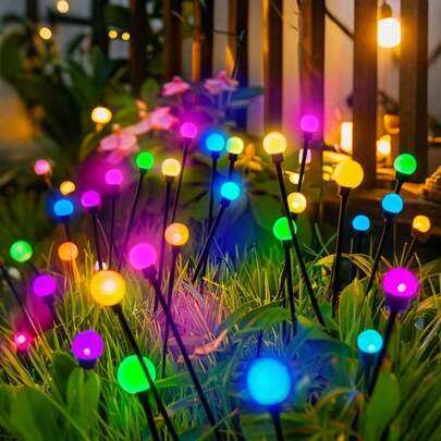 Đèn LED năng lượng mặt trời hình đom đóm 2CPS 12/10/9/8/6 bóng - Đèn trang trí sân vườn ngoài trời chống thấm nước, lắc lư, thích hợp cho hiên nhà, sân vườn, tiệc tùng và ngày lễ.