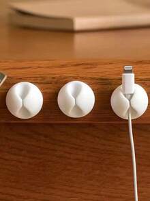 1/5/10pcs Solid Color Cable Organizer, Self-Adhesive Cable Clips, Stylish Plastic Cable Organizer - Suitable For Home, Office, Bedside, Car Charging Accessories, Easy To Install Wall-Mounted Storage Devices, Desktop Cable Management System, Cable Fixers, Storage Supplies, Adhesive Hooks, Multi-Function Hooks, Suitable For Office Use - Round - View 1