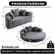 A Versatile Two-In-One Sofa Bed, Ideal For Small Spaces, That Can Be Used As Both A Semi-Circular Sofa And A Round Chaise Longue. The Armrests Feature Fabric Pockets. - Black - View 2