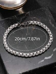 不锈钢多面钻石切割双排扭链手链，防褪色防水低过敏，男女皆宜，适合休闲佩戴、派对、送礼，男士适用 - 銀色 - 查看 5